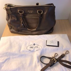 AUTHENTIC stunning Prada deerskin bag in chocolate